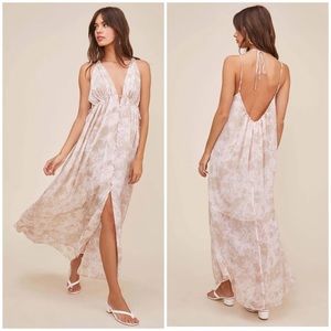 ASTR The Label Amalfi Maxi Dress in Sage Mauve Tie Dye Size Small Sheer